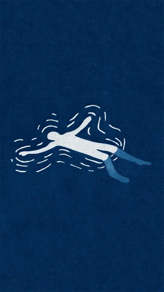Ilustração de uma pessoa boiando em águas azuis